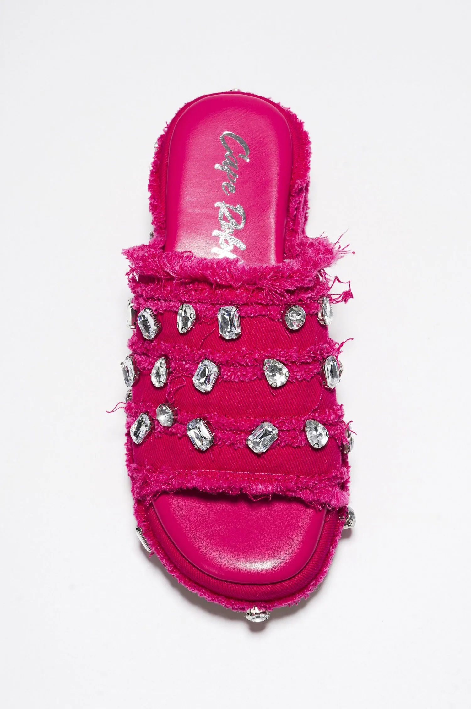 Magnollia Raw Hem Rhinestone Platform Sandals - Pink sold by Cape Robbin product image thumbnail 4