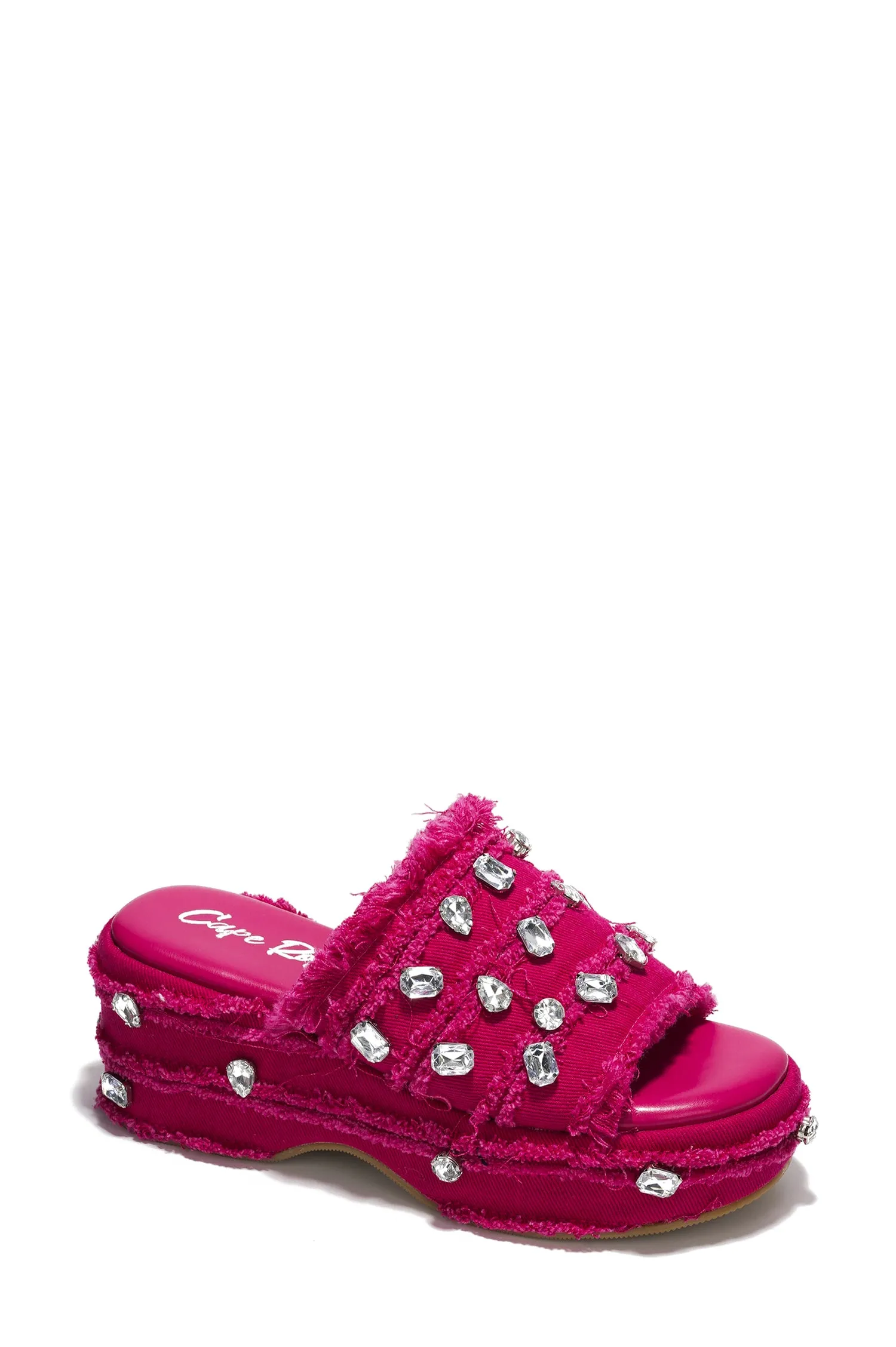 Magnollia Raw Hem Rhinestone Platform Sandals - Pink sold by Cape Robbin product image thumbnail 2