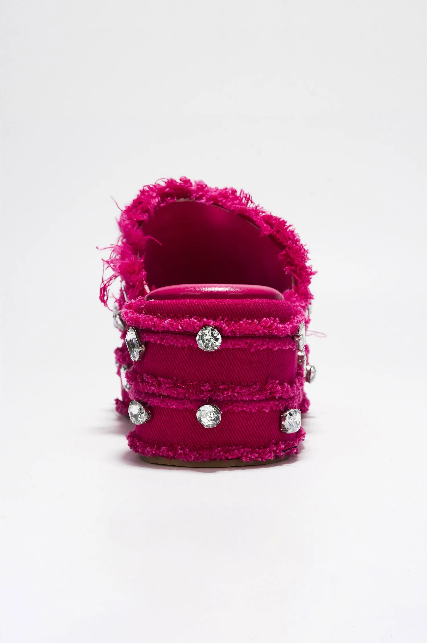 Magnollia Raw Hem Rhinestone Platform Sandals - Pink sold by Cape Robbin product image thumbnail 5