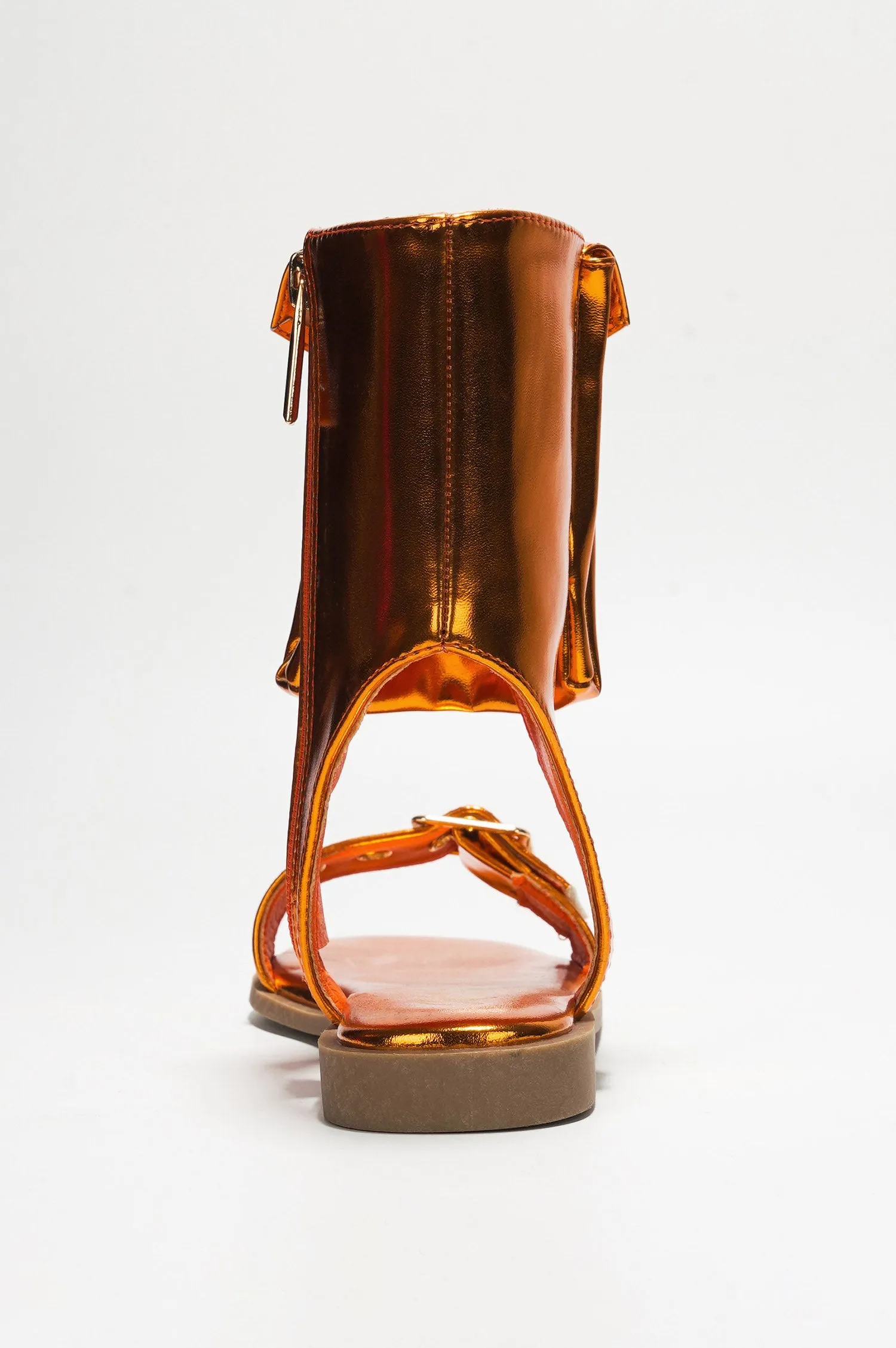 Natalie Metallic Pouch Buckle Ankle Strap Square Toe Sandals - Orange sold by Cape Robbin product image thumbnail 5