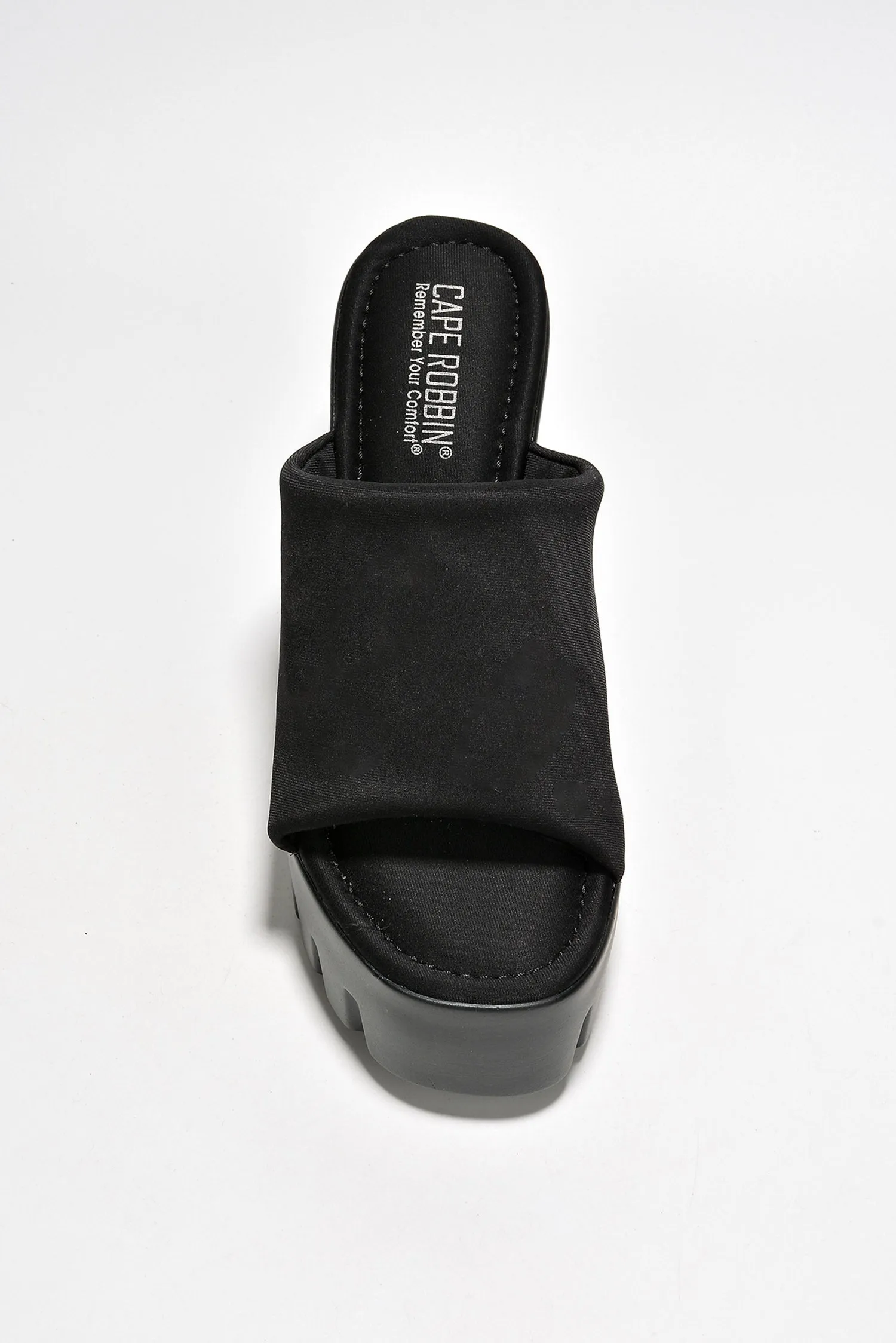 Echoya Women's Chunky Platform Sandals Block Heel - Slip On Elastic Band Shoes- Black sold by Cape Robbin product image thumbnail 4