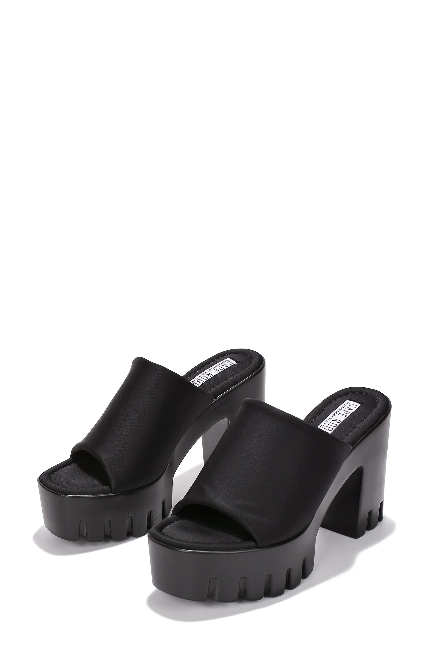 Echoya Women's Chunky Platform Sandals Block Heel - Slip On Elastic Band Shoes- Black sold by Cape Robbin product image thumbnail 3