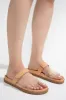 Malia Clear Velcro Strap Footbed Sandals - Beige sold by Cape Robbin
