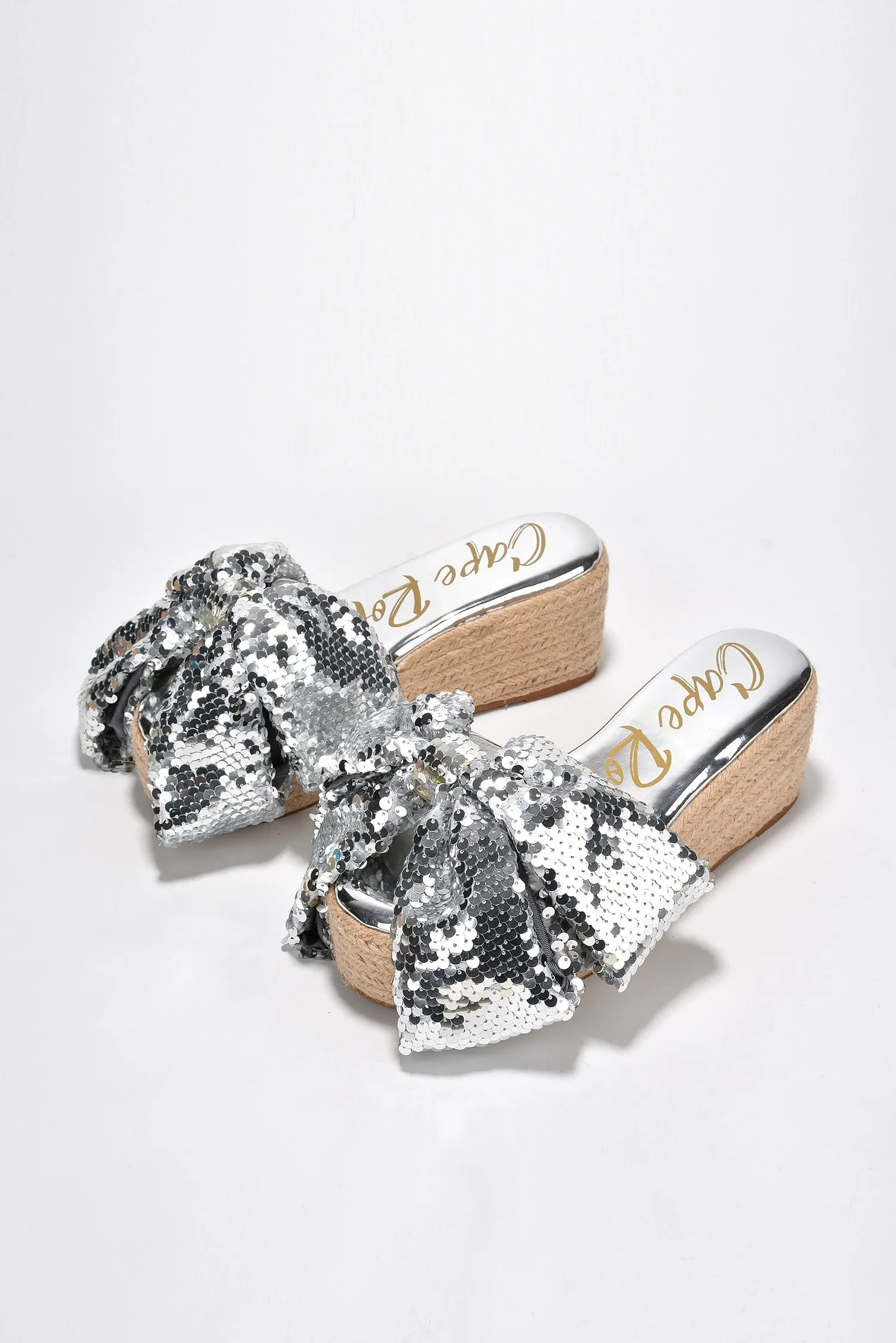 Watiz Bow Sequin Platform Espadrilles - Silver sold by Cape Robbin product image thumbnail 3