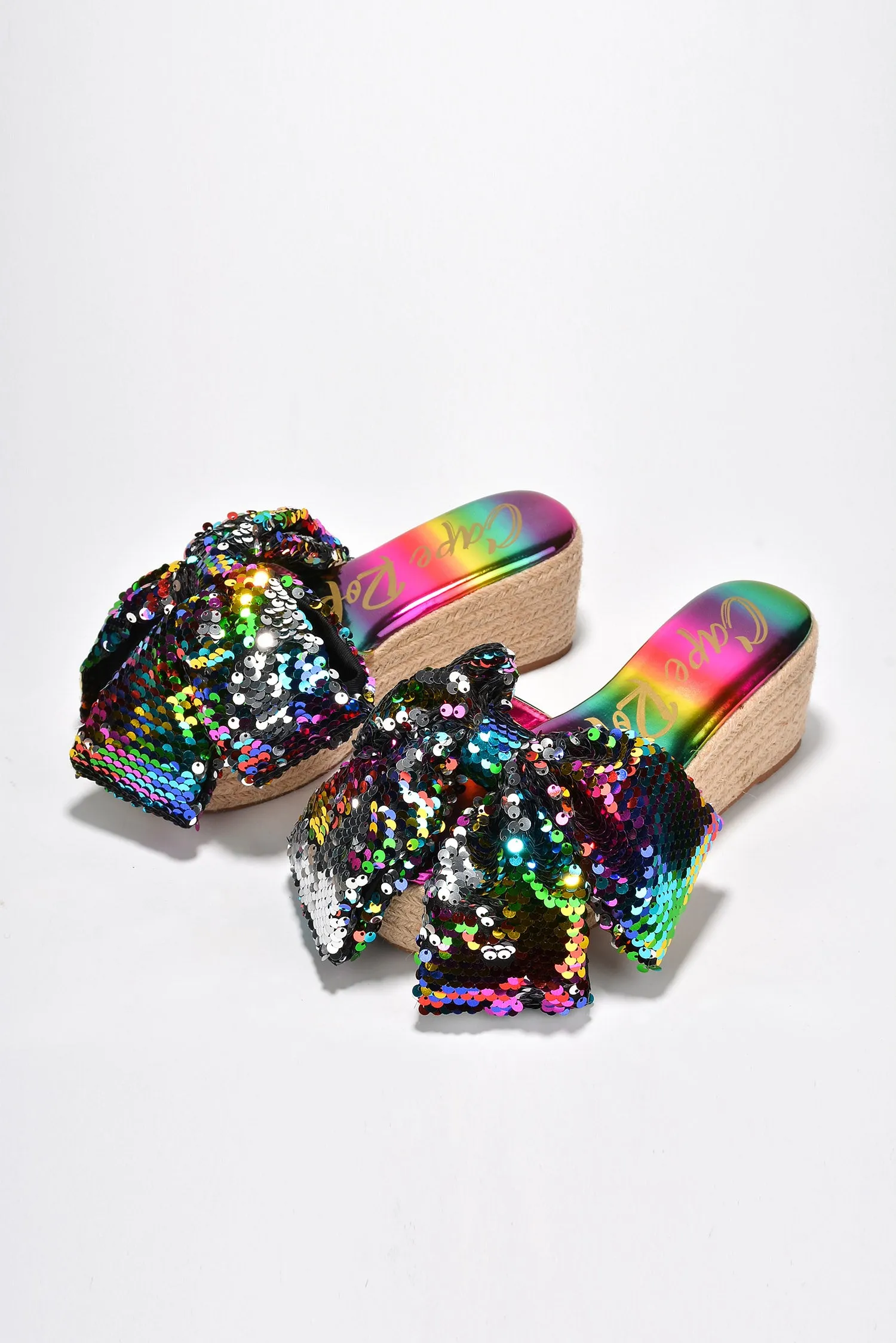 Watiz Bow Sequin Platform Espadrilles - Rainbow sold by Cape Robbin product image thumbnail 3