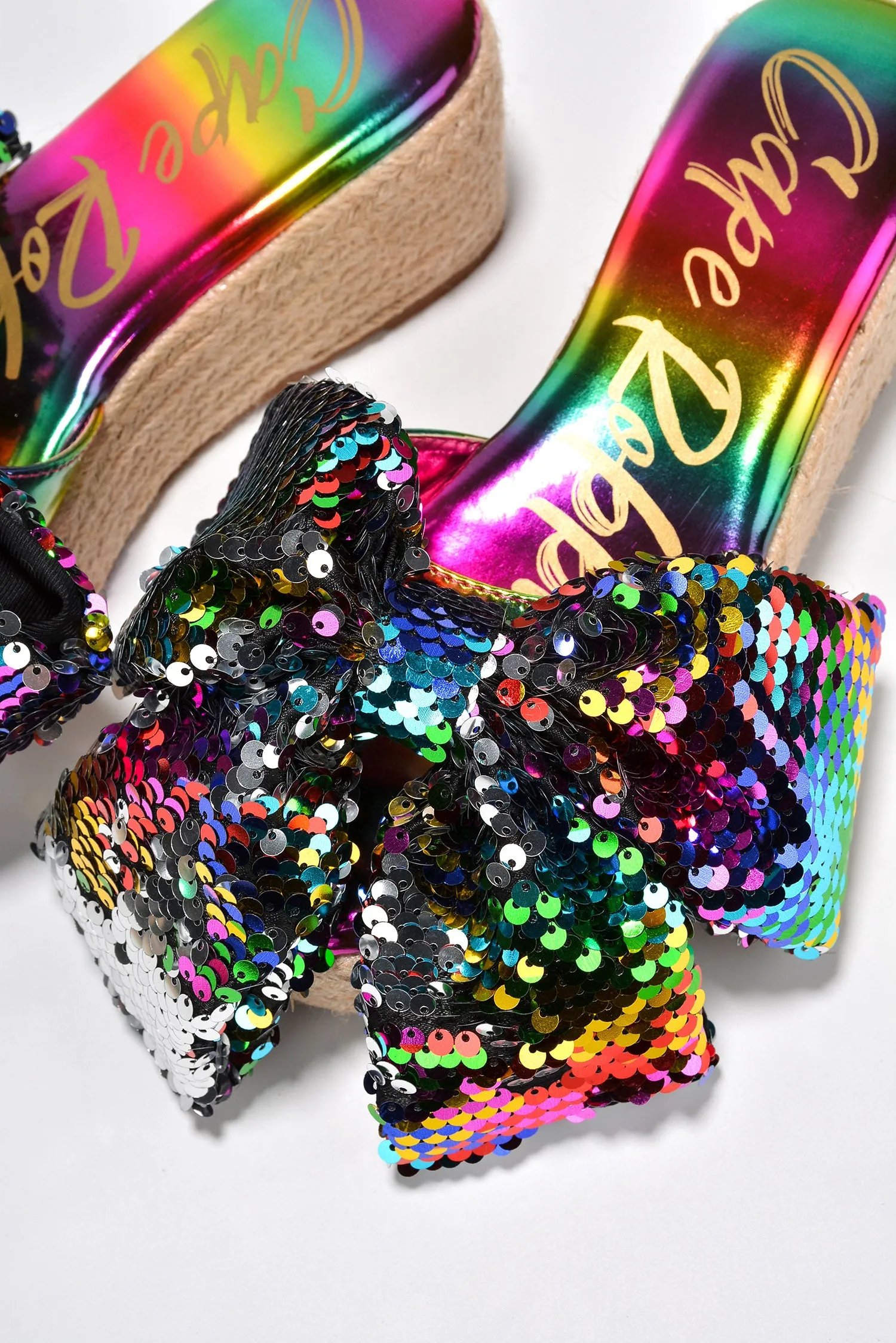 Watiz Bow Sequin Platform Espadrilles - Rainbow sold by Cape Robbin product image thumbnail 4