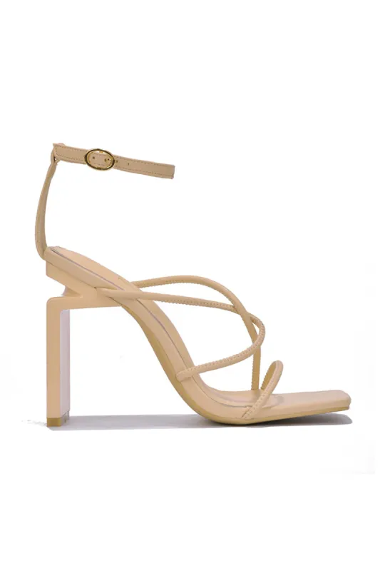 Kili Square Toe Single Sole Block High Heels - Nude sold by Cape Robbin