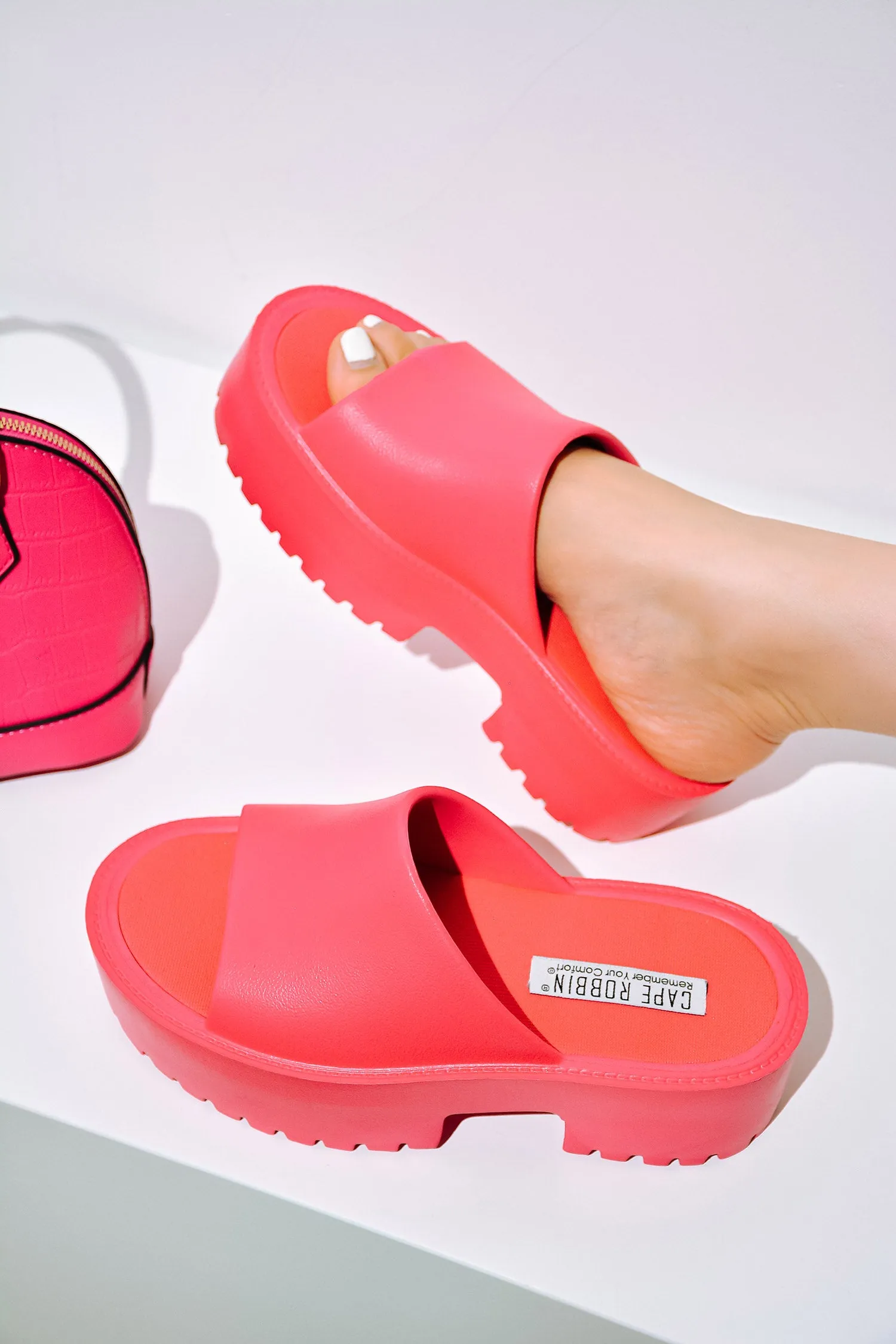 Oriya Open Toe Chunky Sandals - Fuchsia sold by Cape Robbin