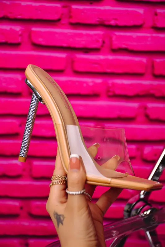 Leeya Clear Square Toe Single Sole High Heels - Nude sold by Cape Robbin