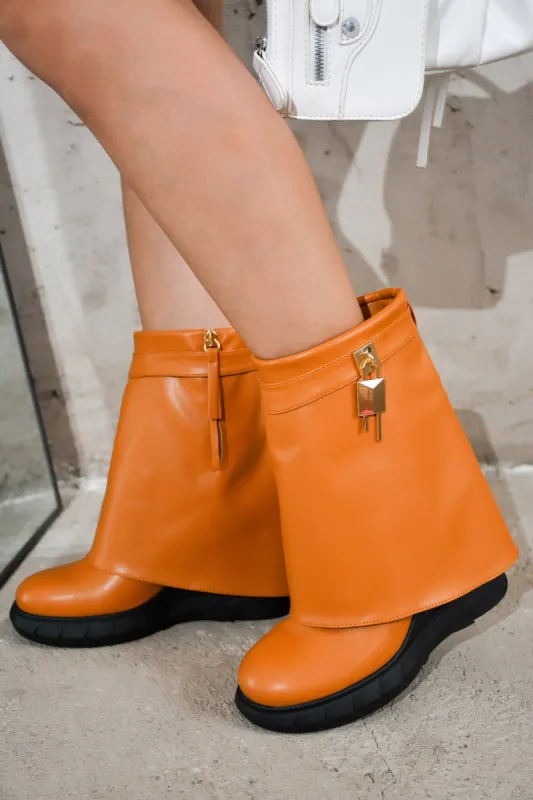 Morae Round Toe Fold-Over Platform Boots - Tan sold by Cape Robbin