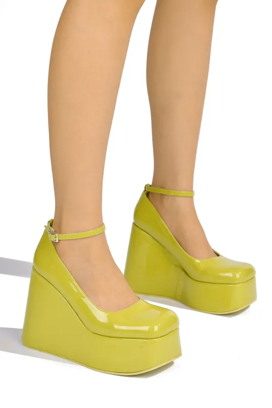 Jenny Closed Round Toe Platforms - Lime sold by Cape Robbin