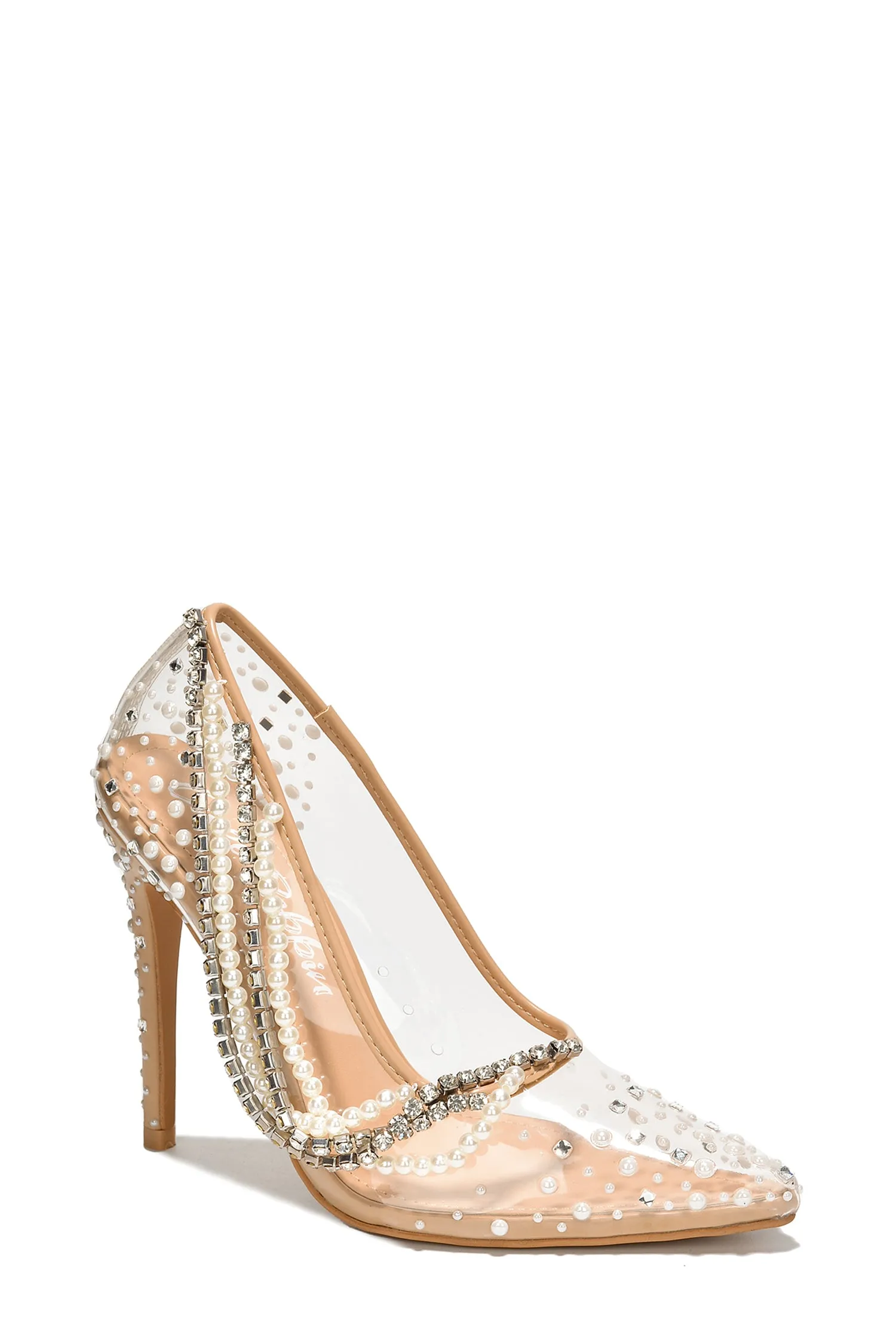 Aravalyn Rhinestone Metallic Transparent Heel - Beige sold by Cape Robbin product image thumbnail 3