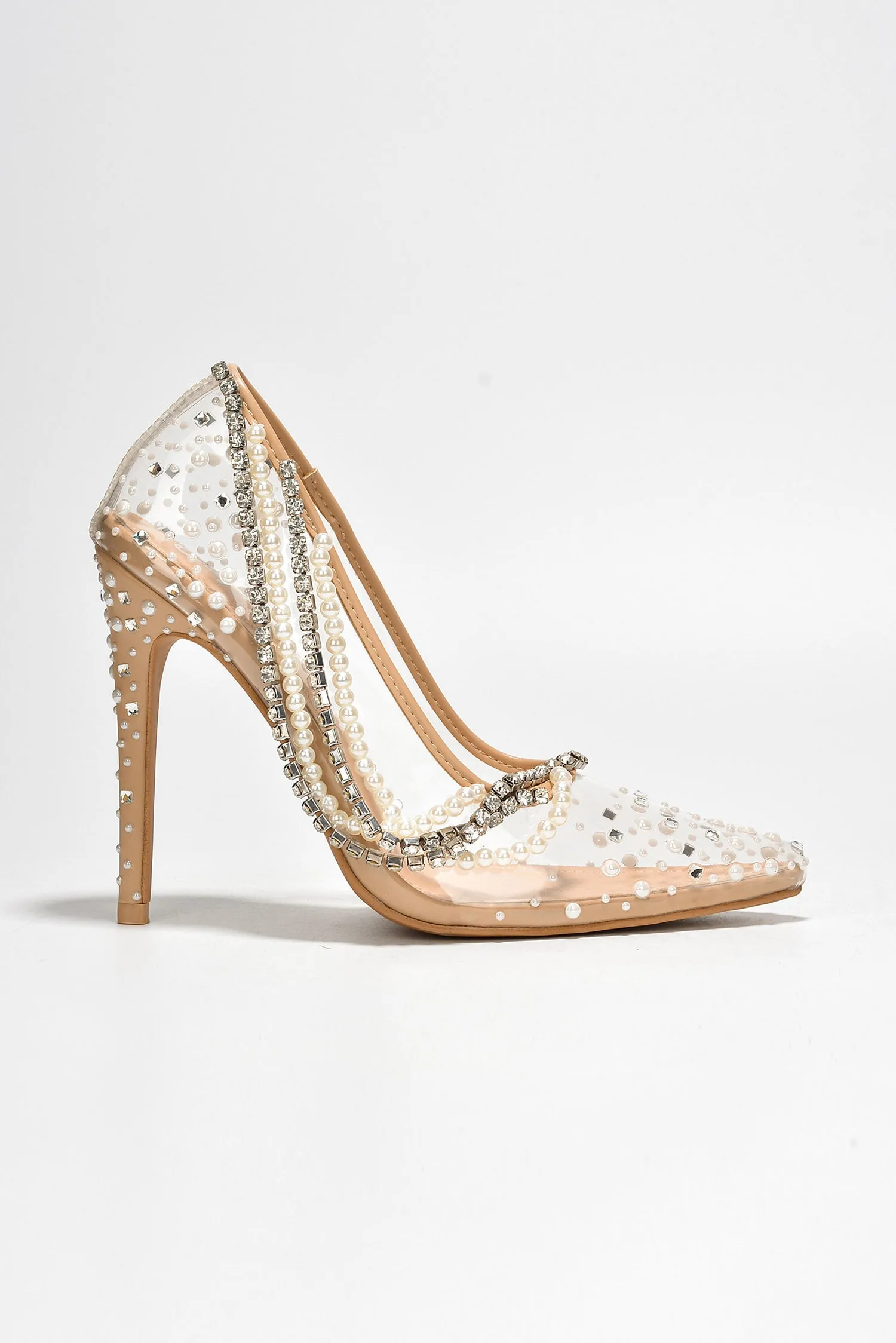 Aravalyn Rhinestone Metallic Transparent Heel - Beige sold by Cape Robbin product image thumbnail 4