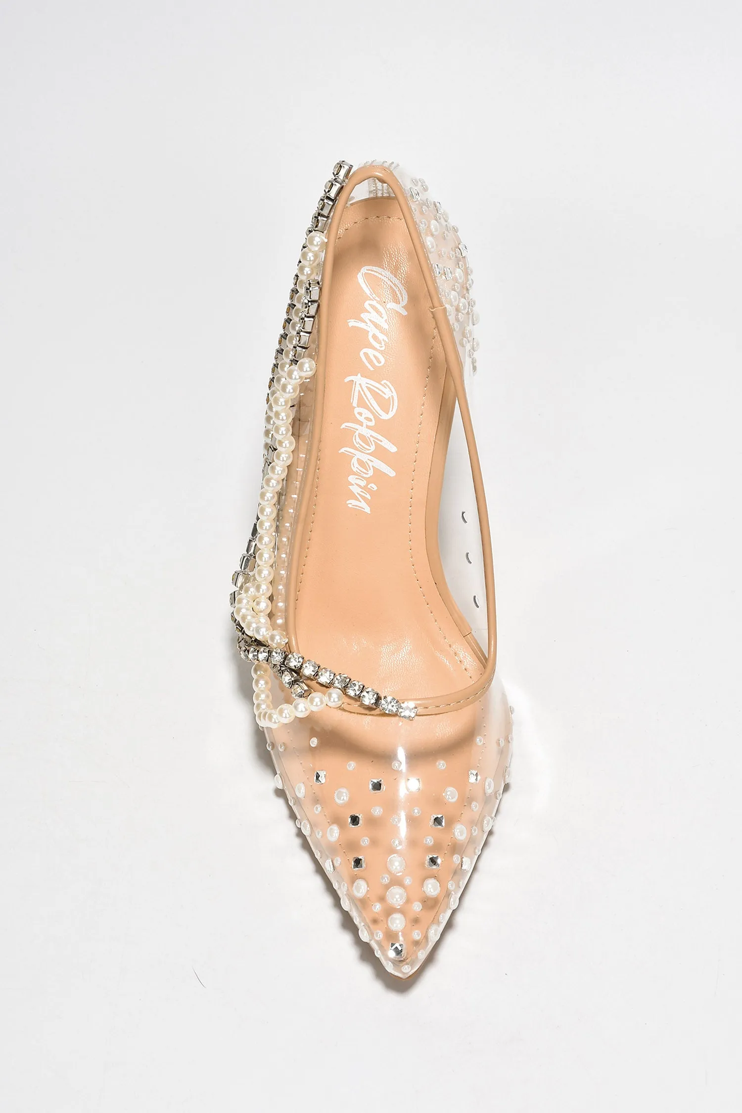 Aravalyn Rhinestone Metallic Transparent Heel - Beige sold by Cape Robbin product image thumbnail 5
