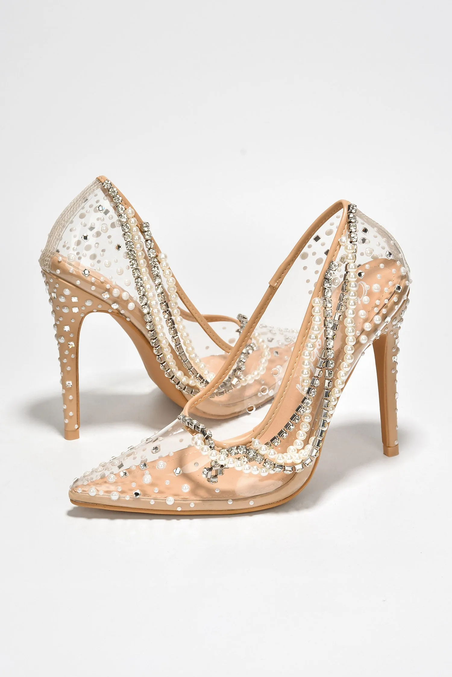 Aravalyn Rhinestone Metallic Transparent Heel - Beige sold by Cape Robbin product image thumbnail 2