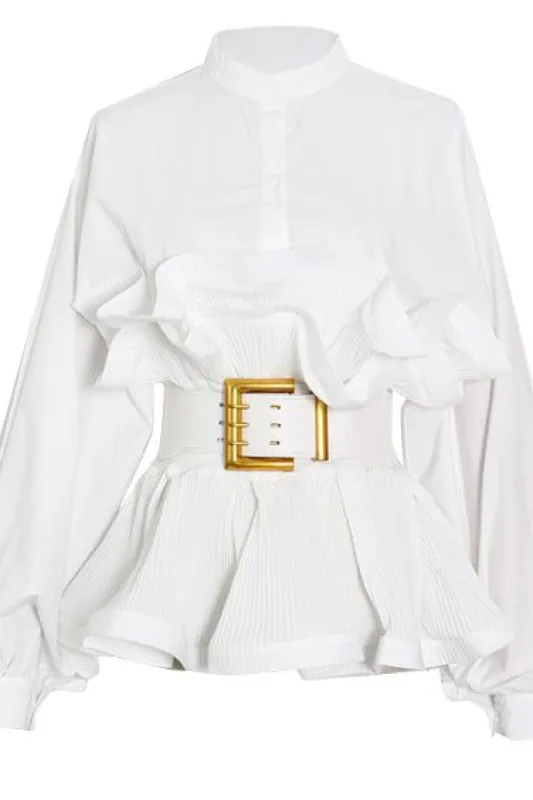 BLOOM SHIRRING - WHITE sold by Cape Robbin