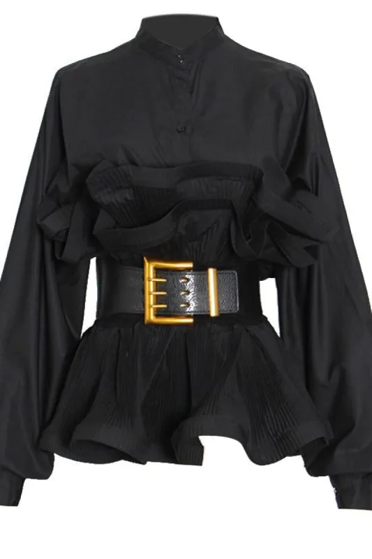 BLOOM SHIRRING - BLACK sold by Cape Robbin