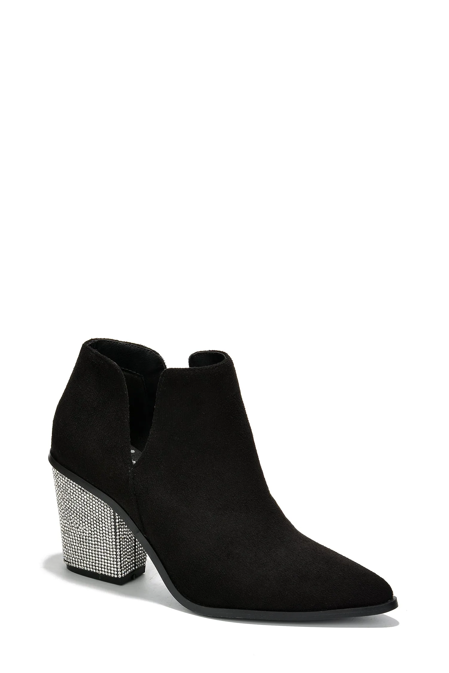 Prague Rhinestone Heel Suede Ankle Booties - Black sold by Cape Robbin product image thumbnail 2