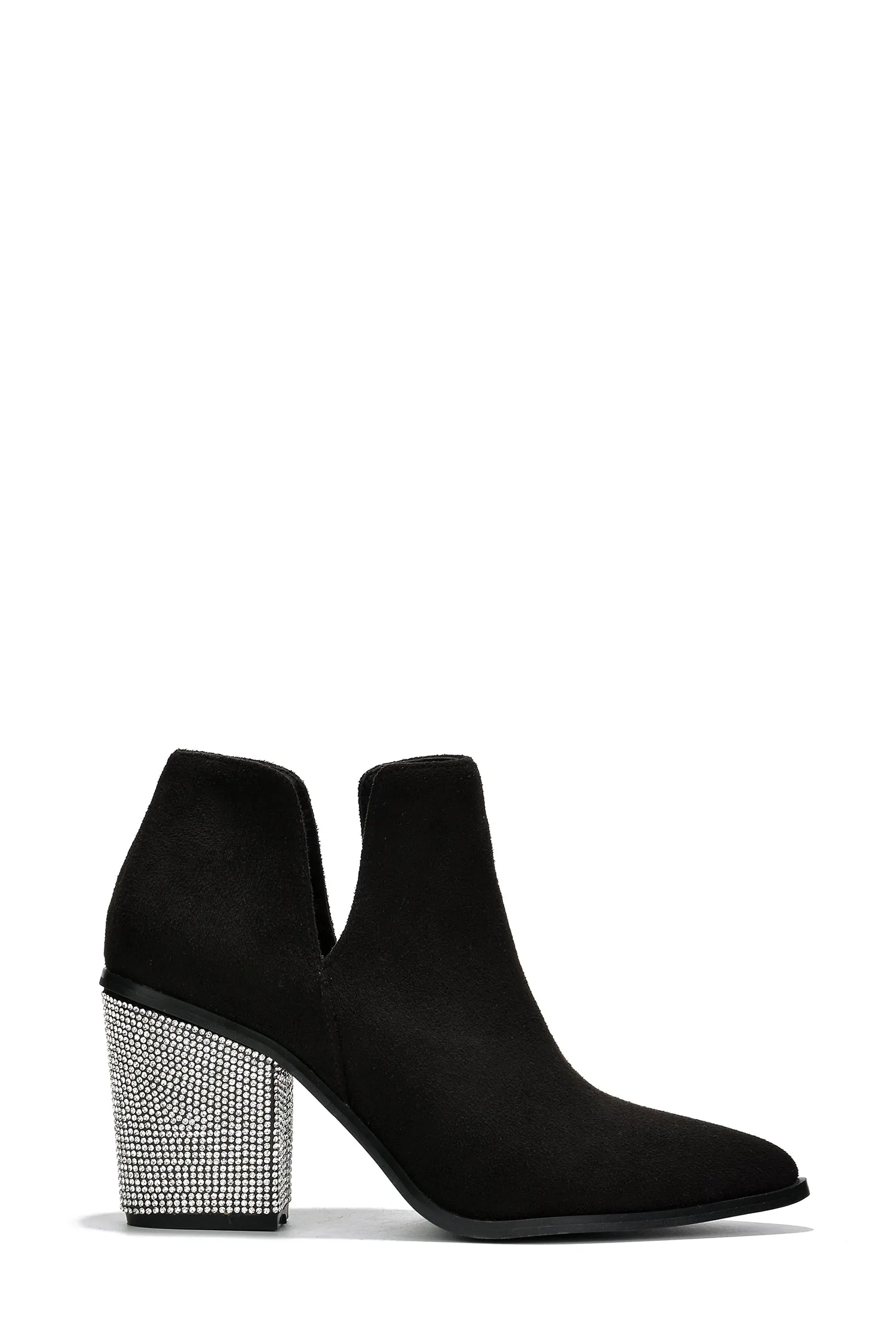 Prague Rhinestone Heel Suede Ankle Booties - Black sold by Cape Robbin product image thumbnail 3