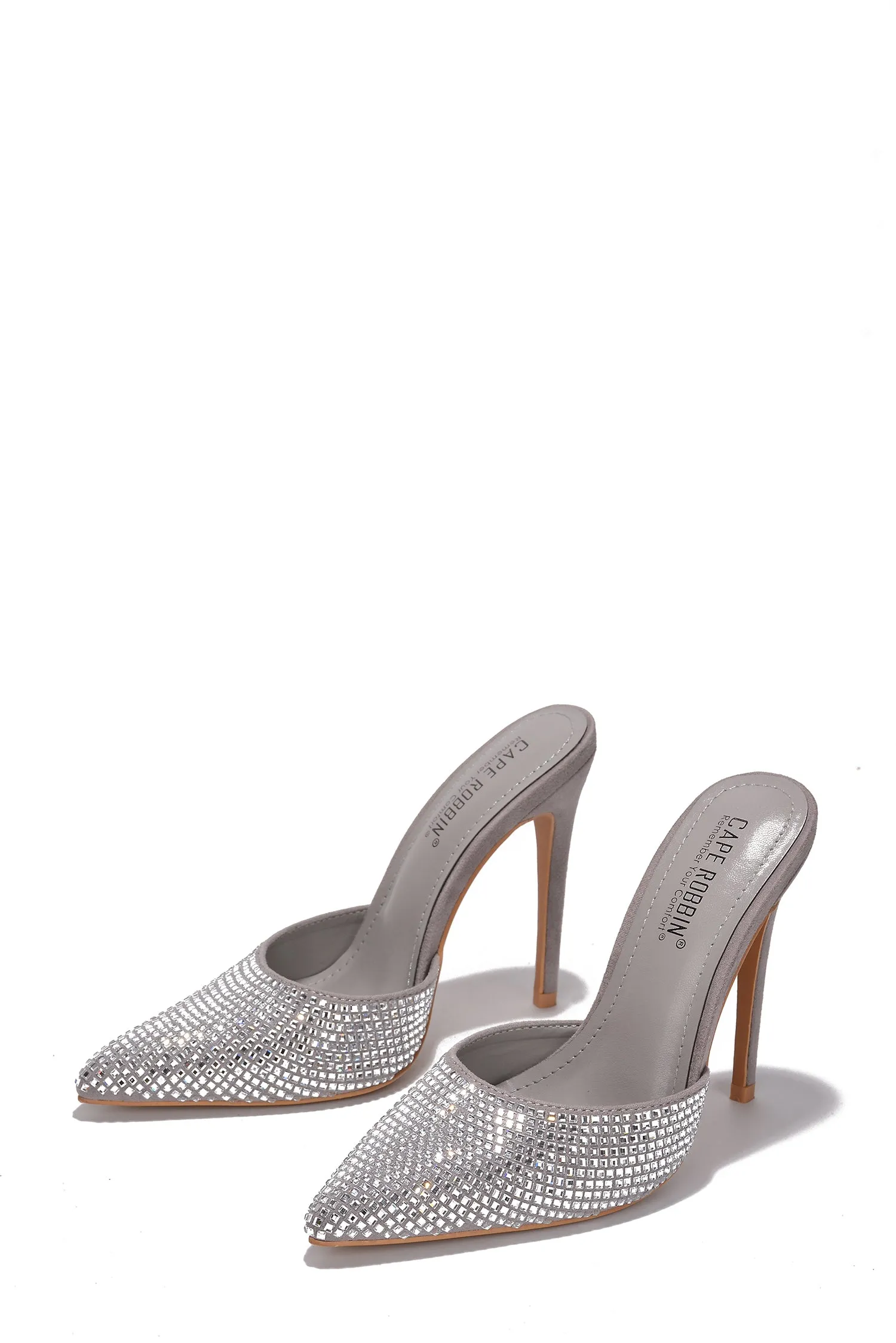 Klayton Embellished Suede Pointy Toe Heels - Silver sold by Cape Robbin product image thumbnail 3