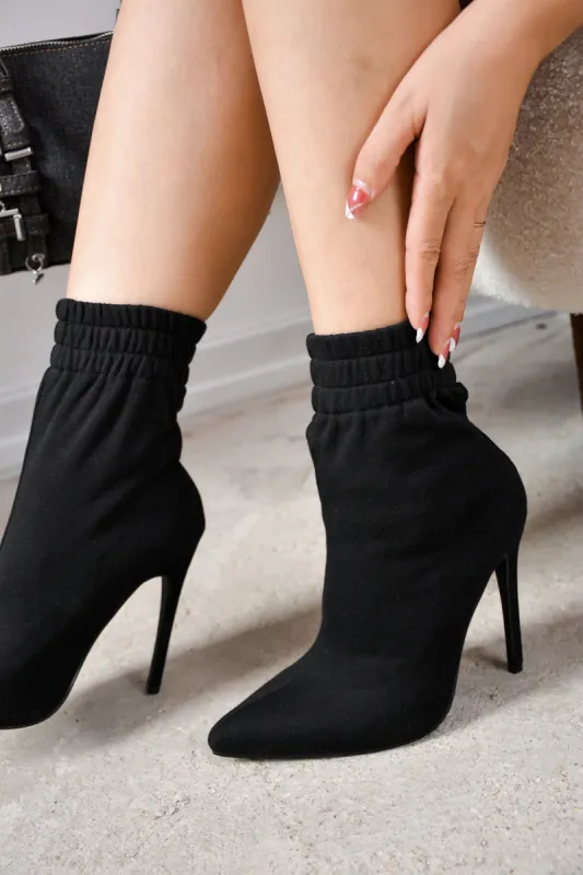 Nauvoo Pointy Toe High Heel Ankle Booties - Black sold by Cape Robbin