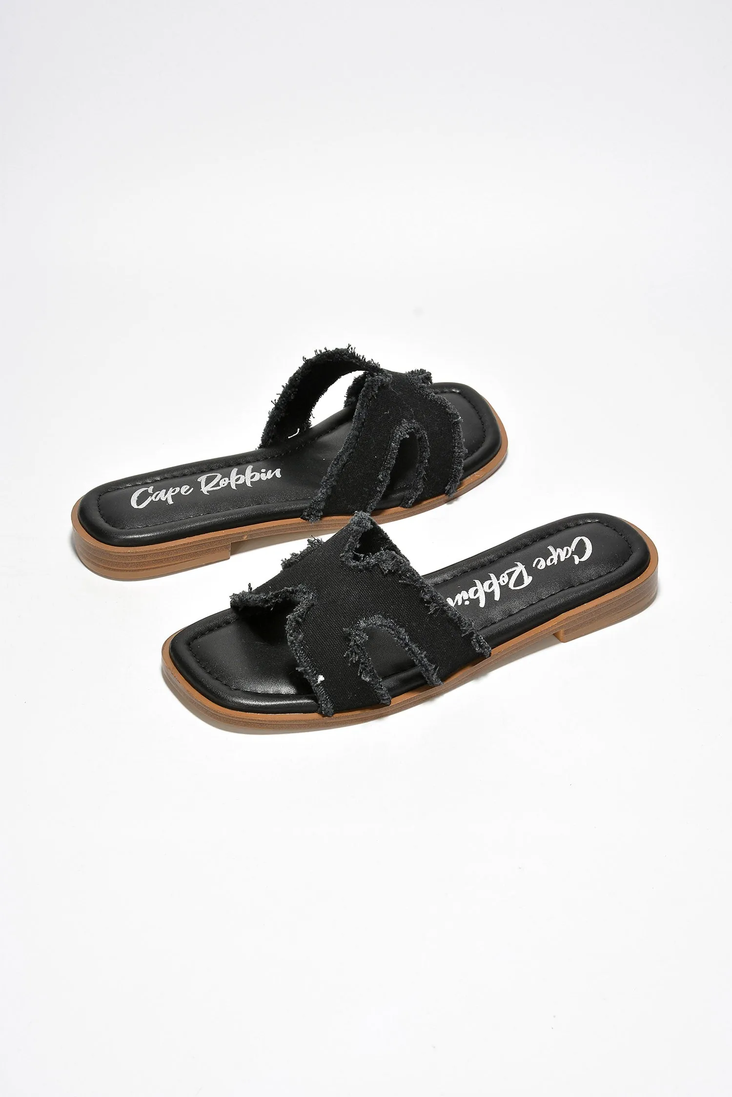 Jenjen Frayed Denim Slip On Sandals - Black sold by Cape Robbin product image thumbnail 2