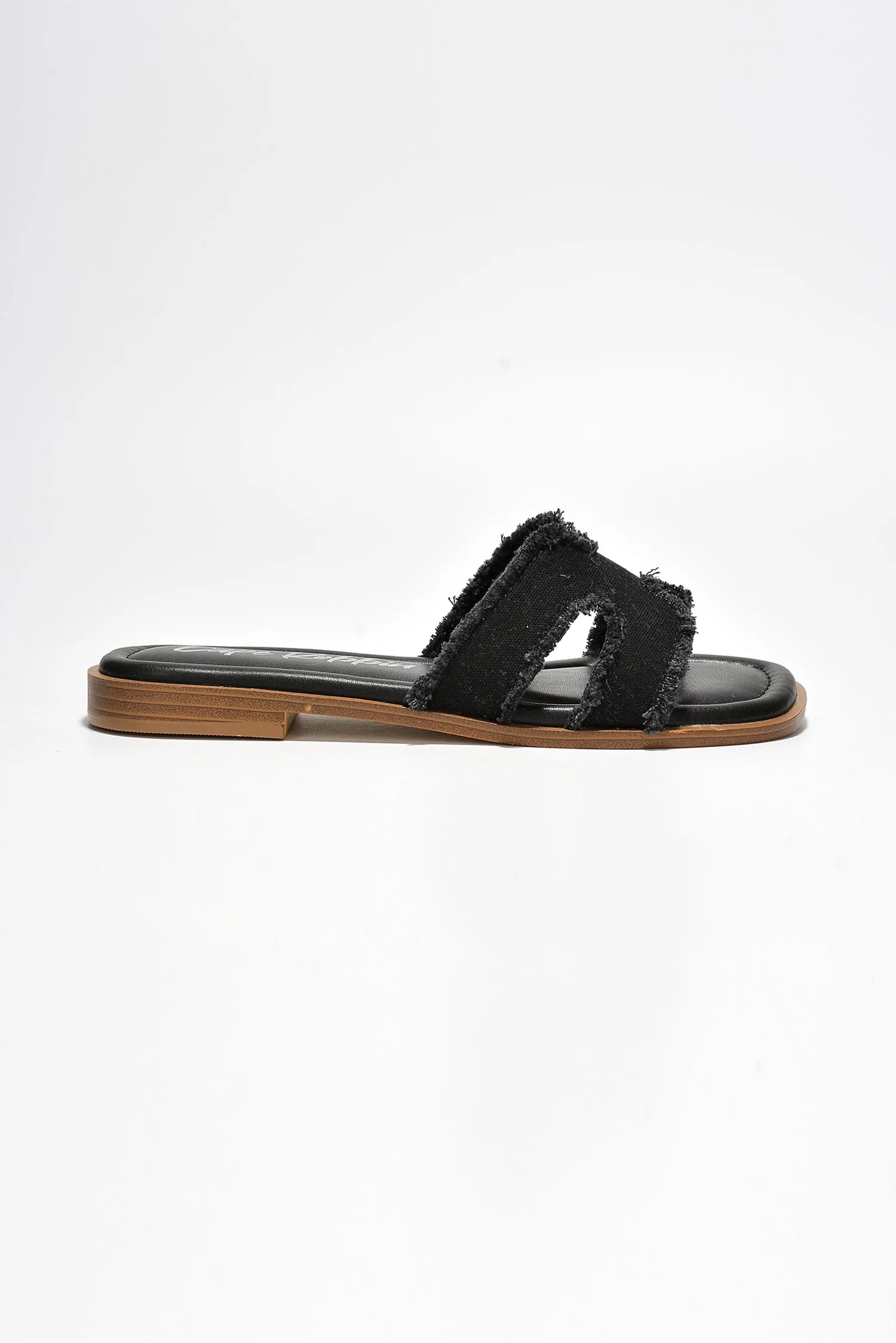 Jenjen Frayed Denim Slip On Sandals - Black sold by Cape Robbin product image thumbnail 3