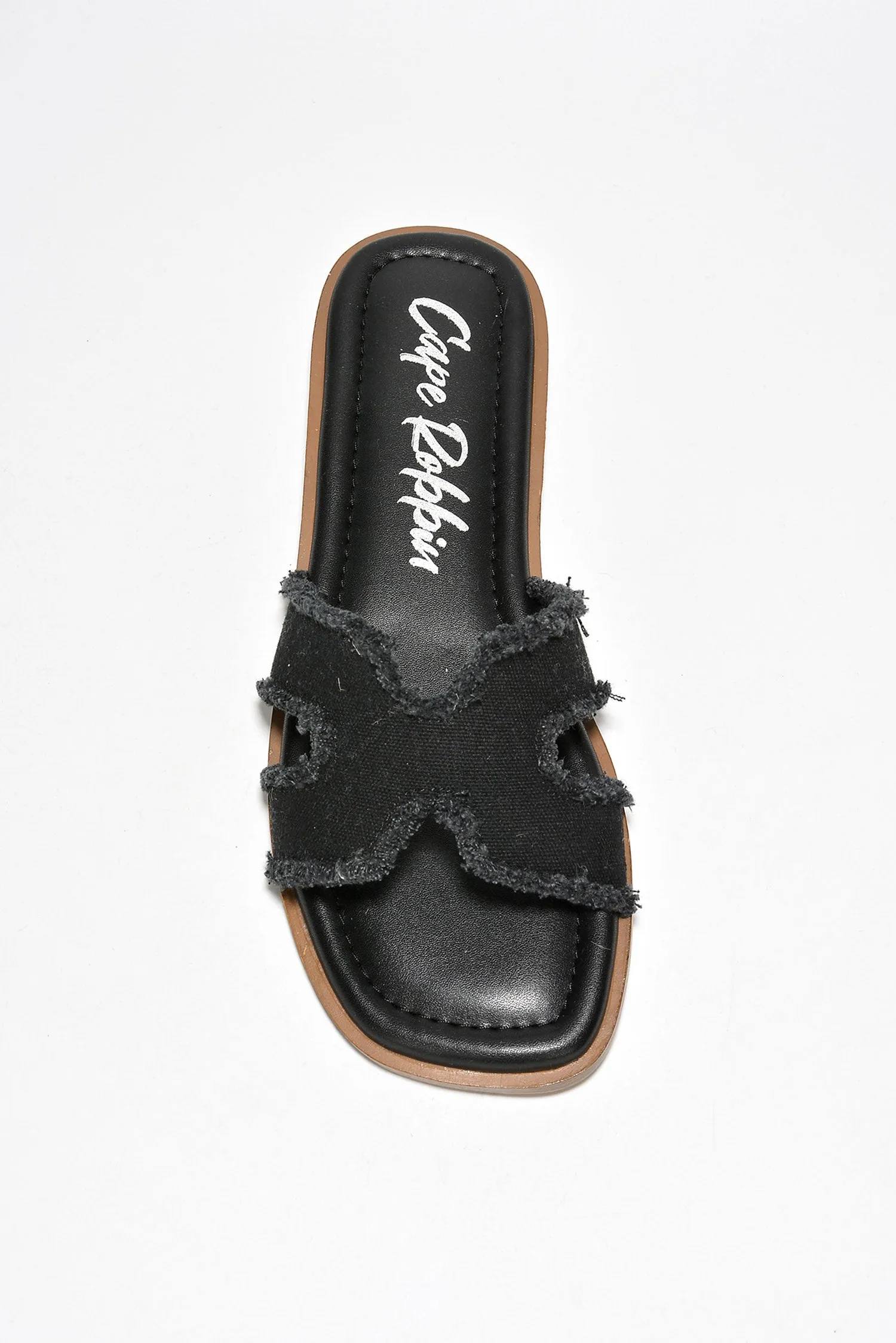 Jenjen Frayed Denim Slip On Sandals - Black sold by Cape Robbin product image thumbnail 4