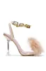 Corazon Feather Square Toe Clear High Heel - Nude sold by Cape Robbin