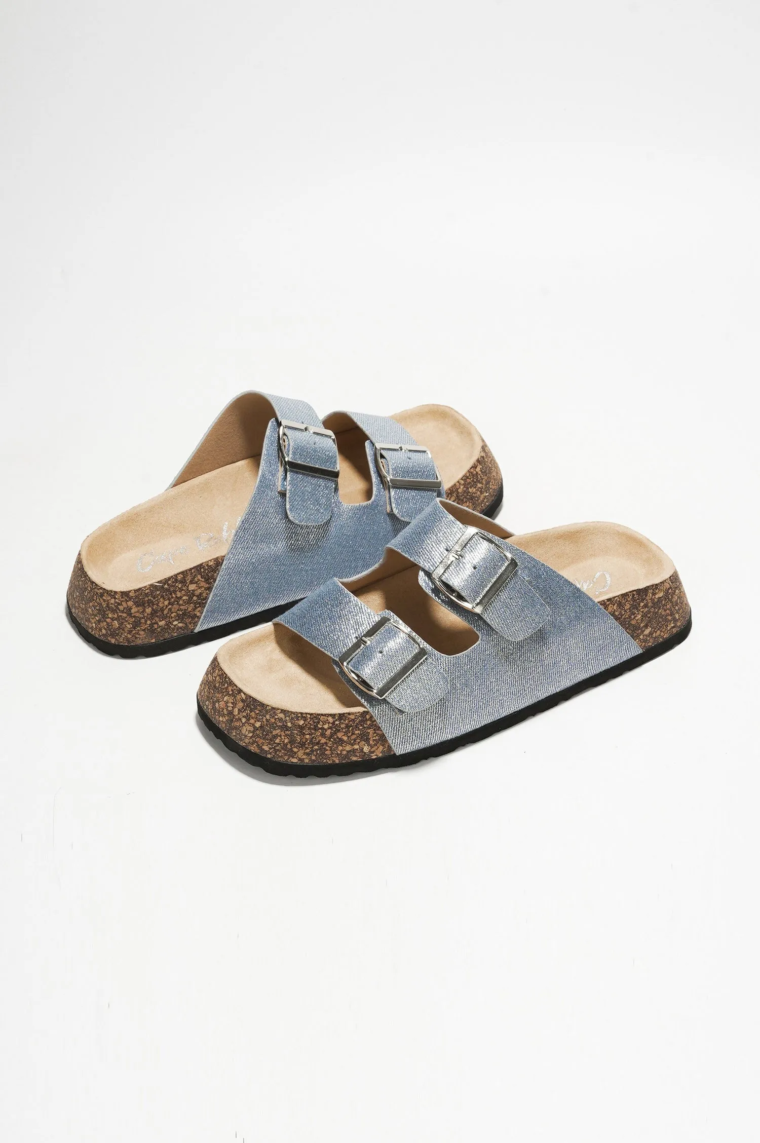 Alia Buckled Metallic Fiber Flatform Sandals - Silver sold by Cape Robbin product image thumbnail 2