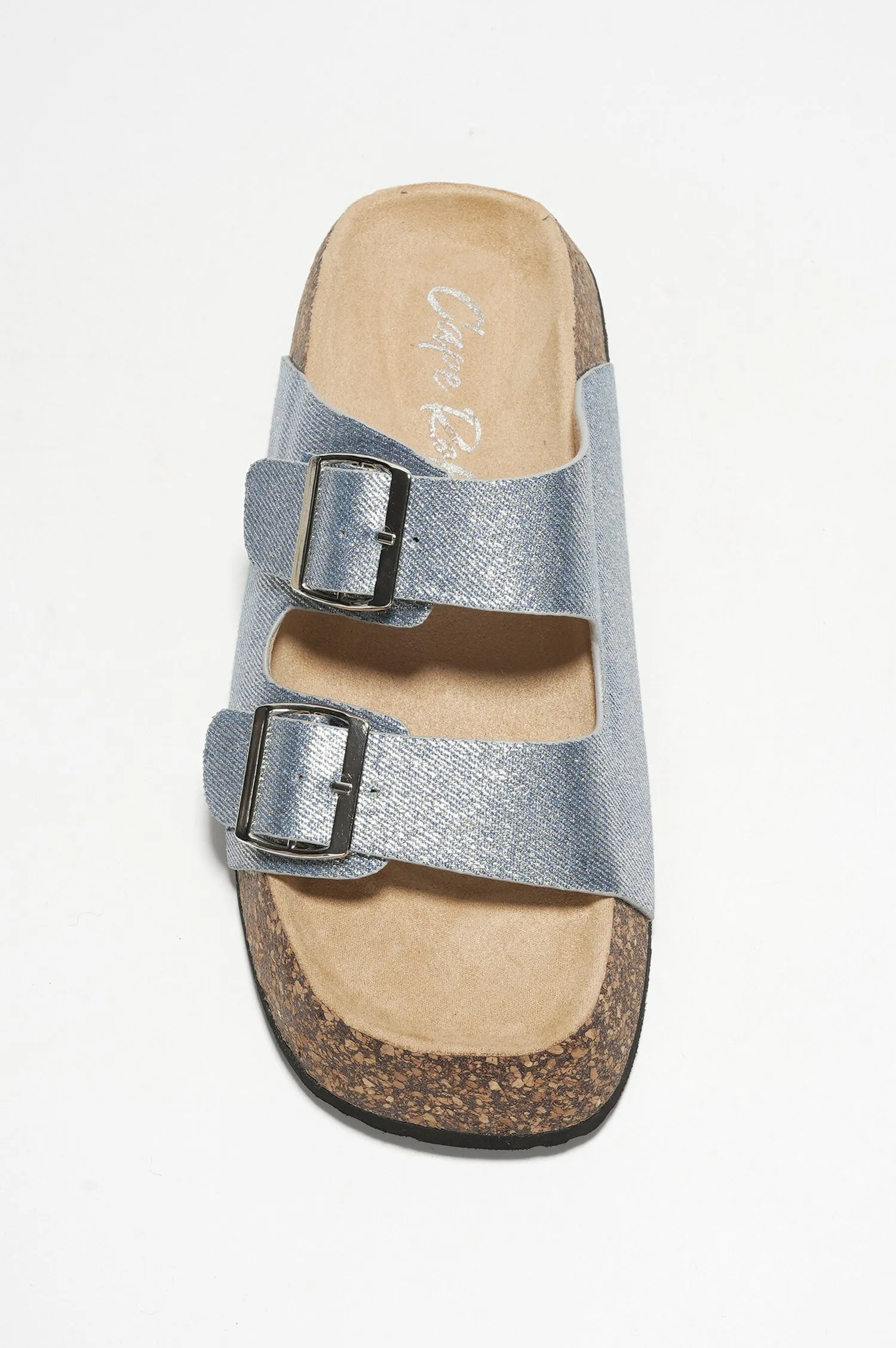 Alia Buckled Metallic Fiber Flatform Sandals - Silver sold by Cape Robbin product image thumbnail 4
