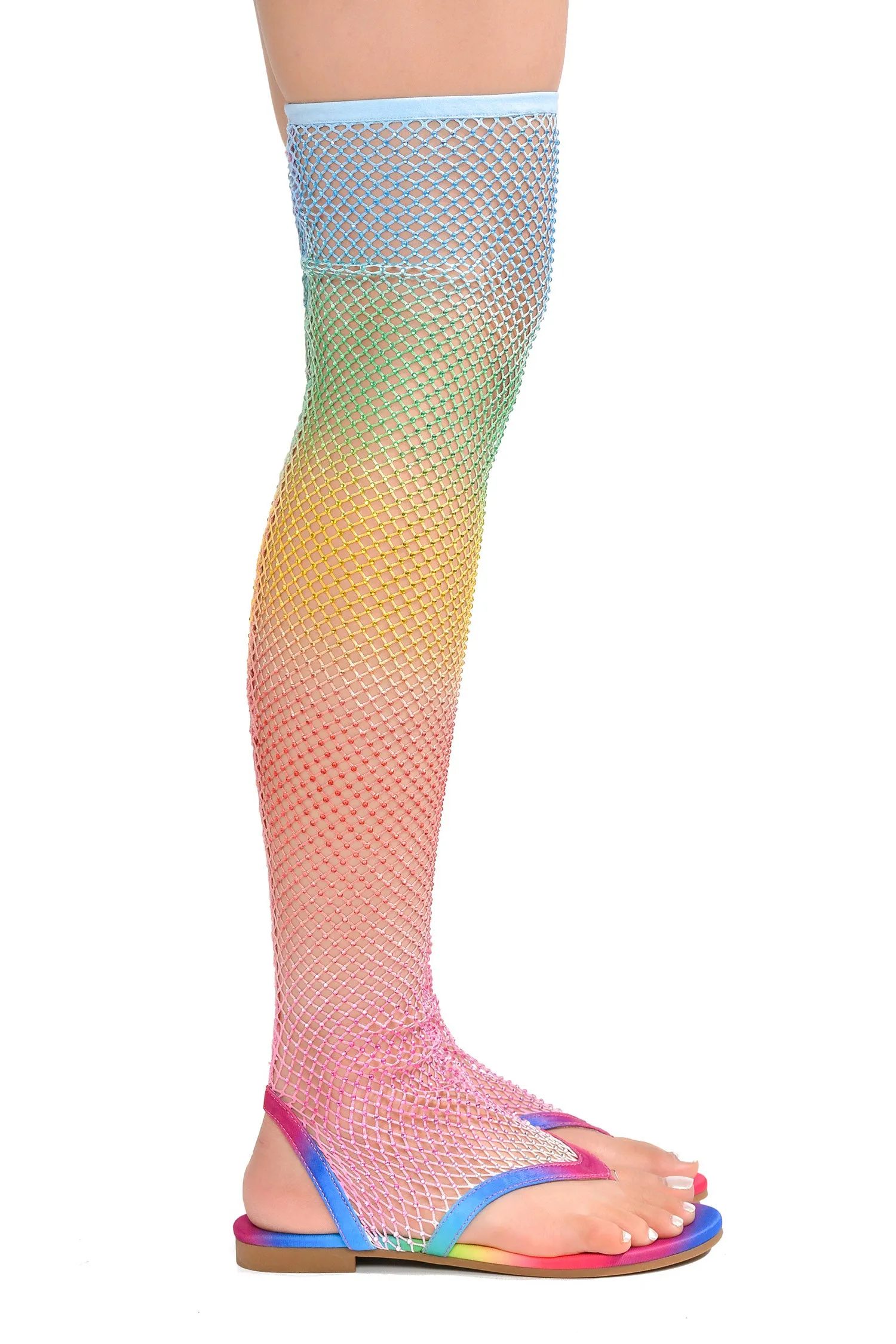 Hude Rhinestone Mesh Thigh High Flat Sandals - Multi sold by Cape Robbin product image thumbnail 2