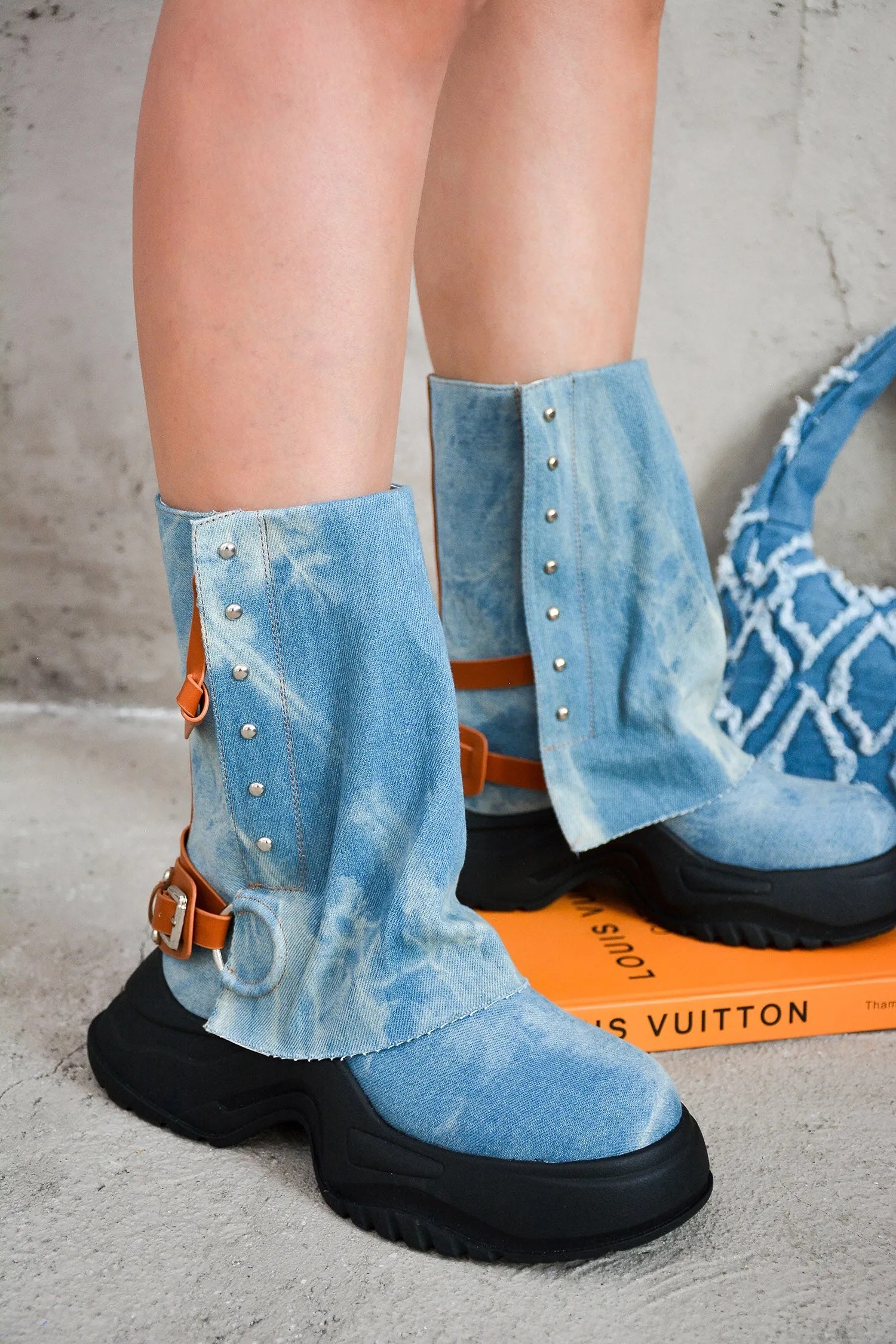 Anotherone Raw Cut Booties - Washed Denim sold by Cape Robbin