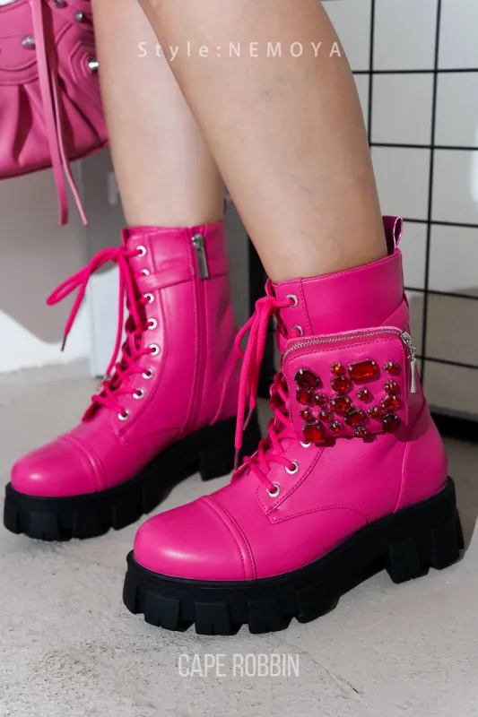 Nemoya Booties with Rhinestone Embellishments - Pink sold by Cape Robbin