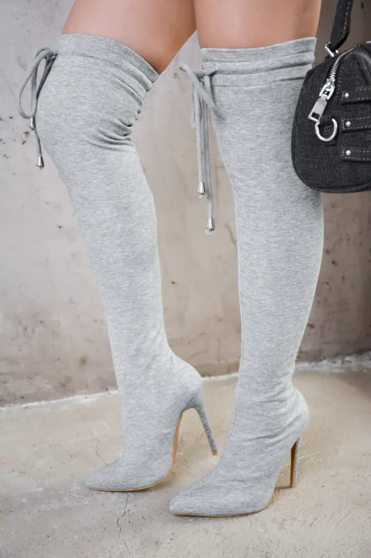 Cahoka Over-the-Knee Stiletto Heel Boots - Grey sold by Cape Robbin
