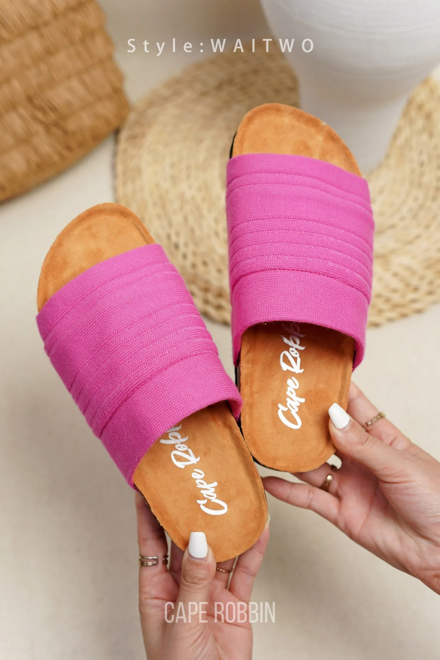 Calida Knit Contoured Footbed Flat Sandals - Pink sold by Cape Robbin
