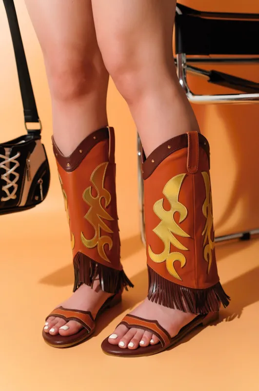 Collins Fringe Western-Inspired Flat Sandals - Brown made by Cape Robbin