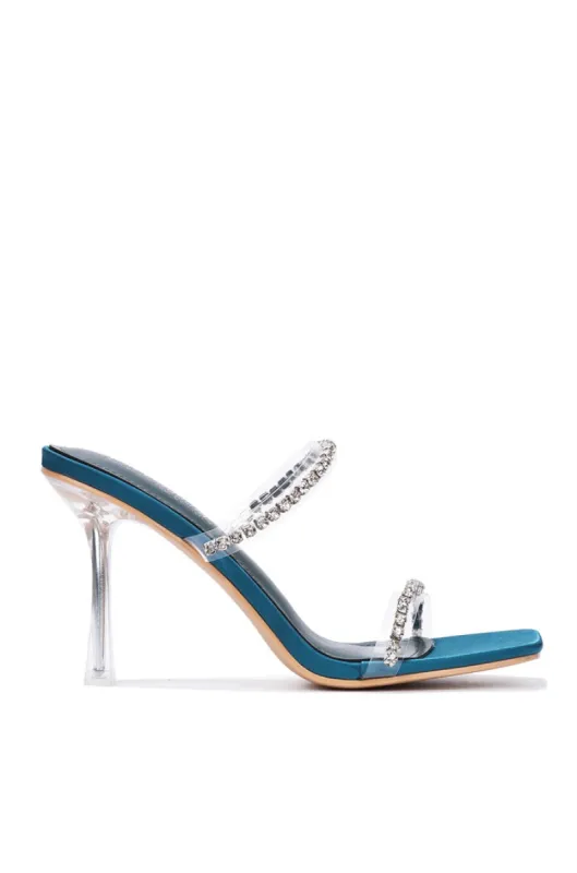 Jayana Elegant Transparent Straps Rhinestone Heels - Teal sold by Cape Robbin