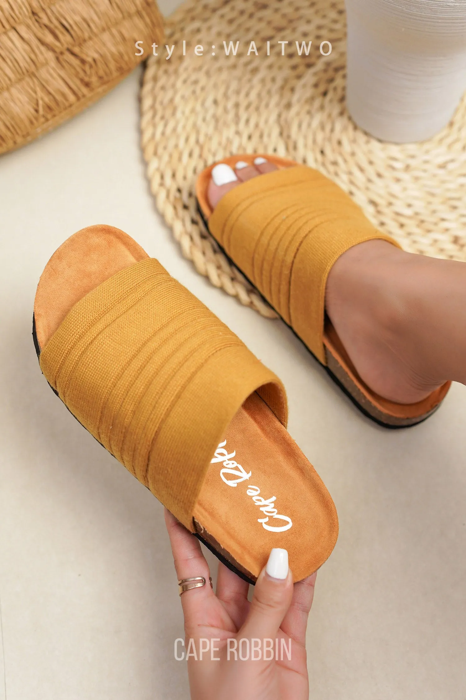 Calida Knit Contoured Footbed Flat Sandals - Beige sold by Cape Robbin