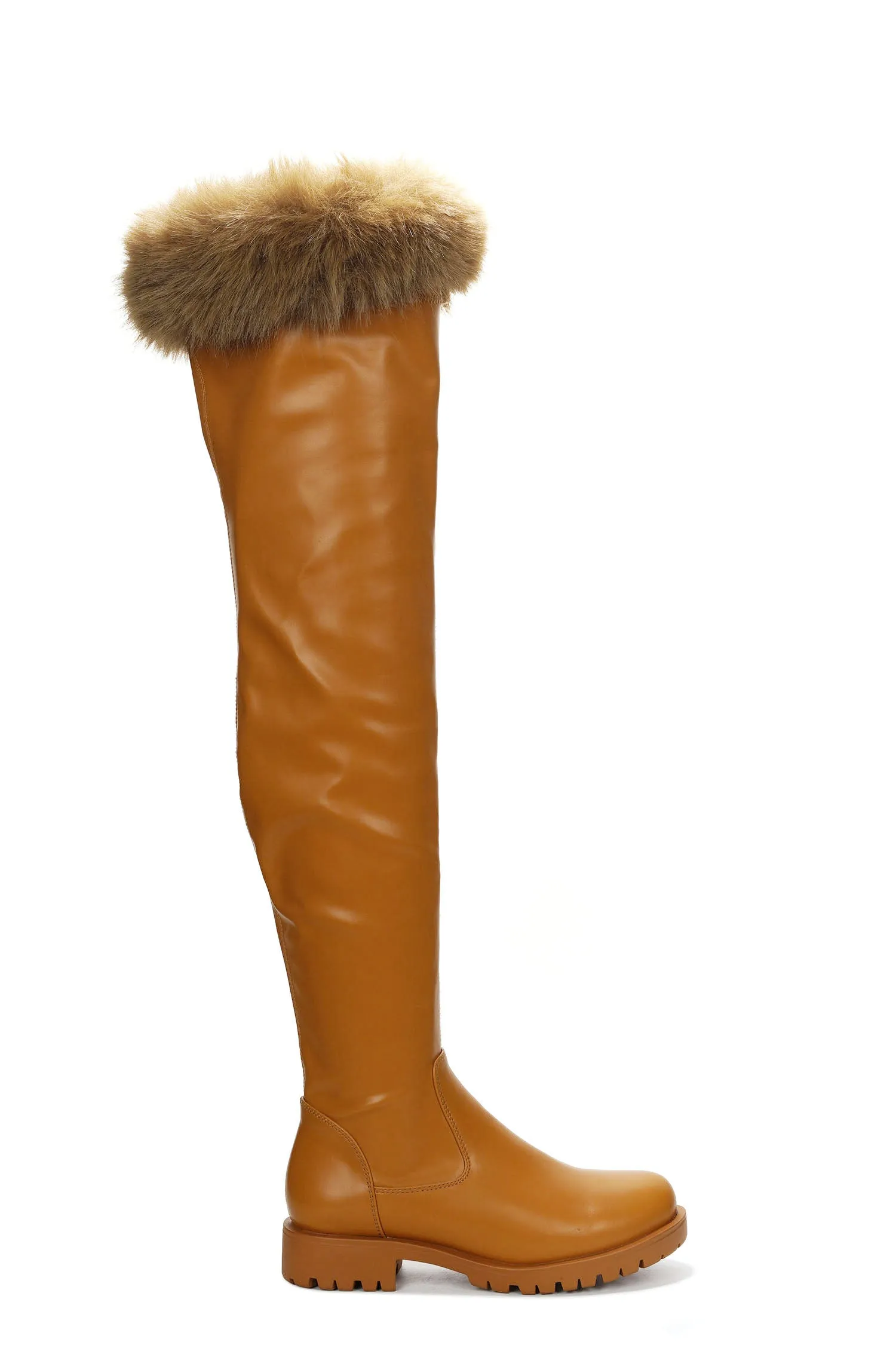 Meghani Fur-Coated Over-the-Knee Boots - Tan sold by Cape Robbin product image thumbnail 2