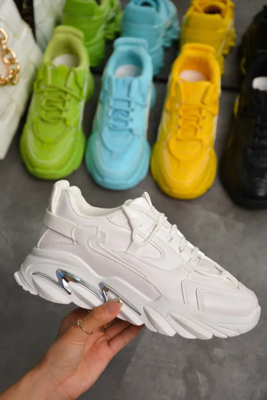 Preeti Round Toe Chunky Lug Low Cut Sneakers - White sold by Cape Robbin