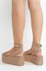 Yolande Rhinestone Glitter Ankle Strap Flatform Sandals - Rose Gold sold by Cape Robbin