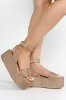 Yolande Rhinestone Glitter Ankle Strap Flatform Sandals - Rose Gold sold by Cape Robbin