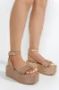 Yolande Rhinestone Glitter Ankle Strap Flatform Sandals - Rose Gold sold by Cape Robbin