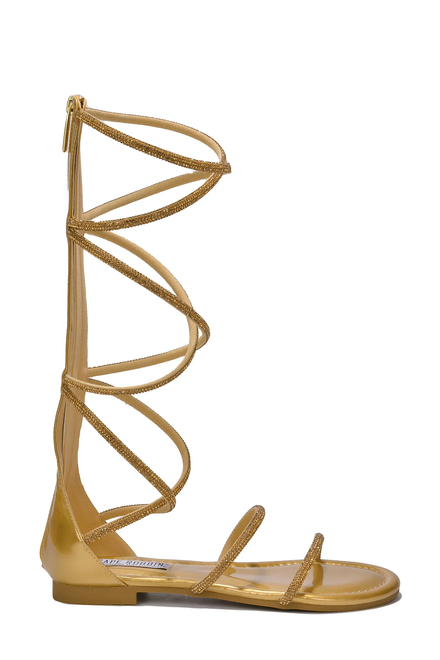 Narina Rhinestone Round Toe Flat Sandals - Gold sold by Cape Robbin product image thumbnail 2