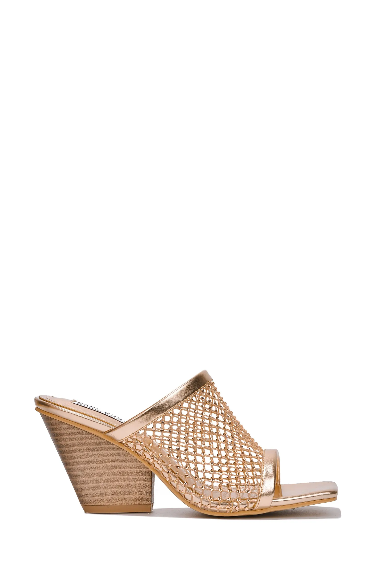 Scarletta Square Toe Rhinestone Mesh Block Heels - Rose Gold sold by Cape Robbin product image thumbnail 2
