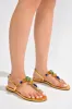 Tikita Buckle Slingback Gem Flat Sandals - Gold sold by Cape Robbin