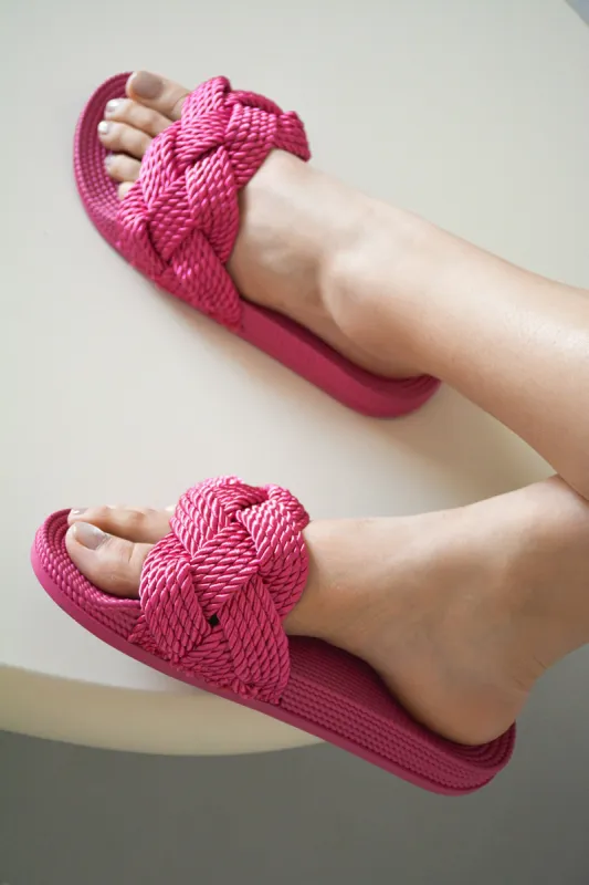 Annissa Rope Knot Slide Sandals - Fuchsia sold by Cape Robbin