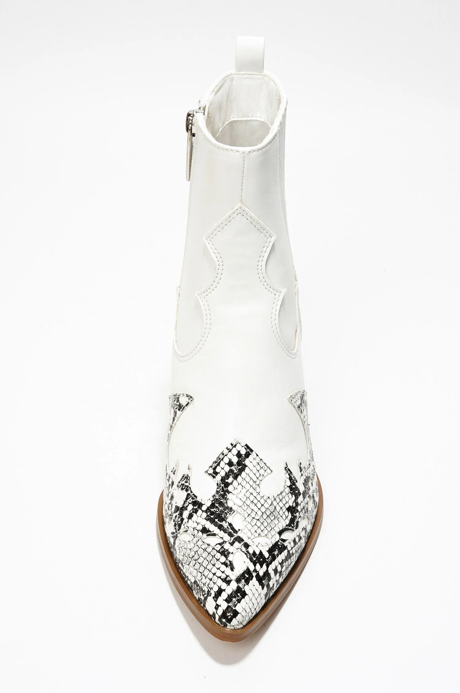 Janesa Animal Print Western Ankle Boots - White sold by Cape Robbin product image thumbnail 4