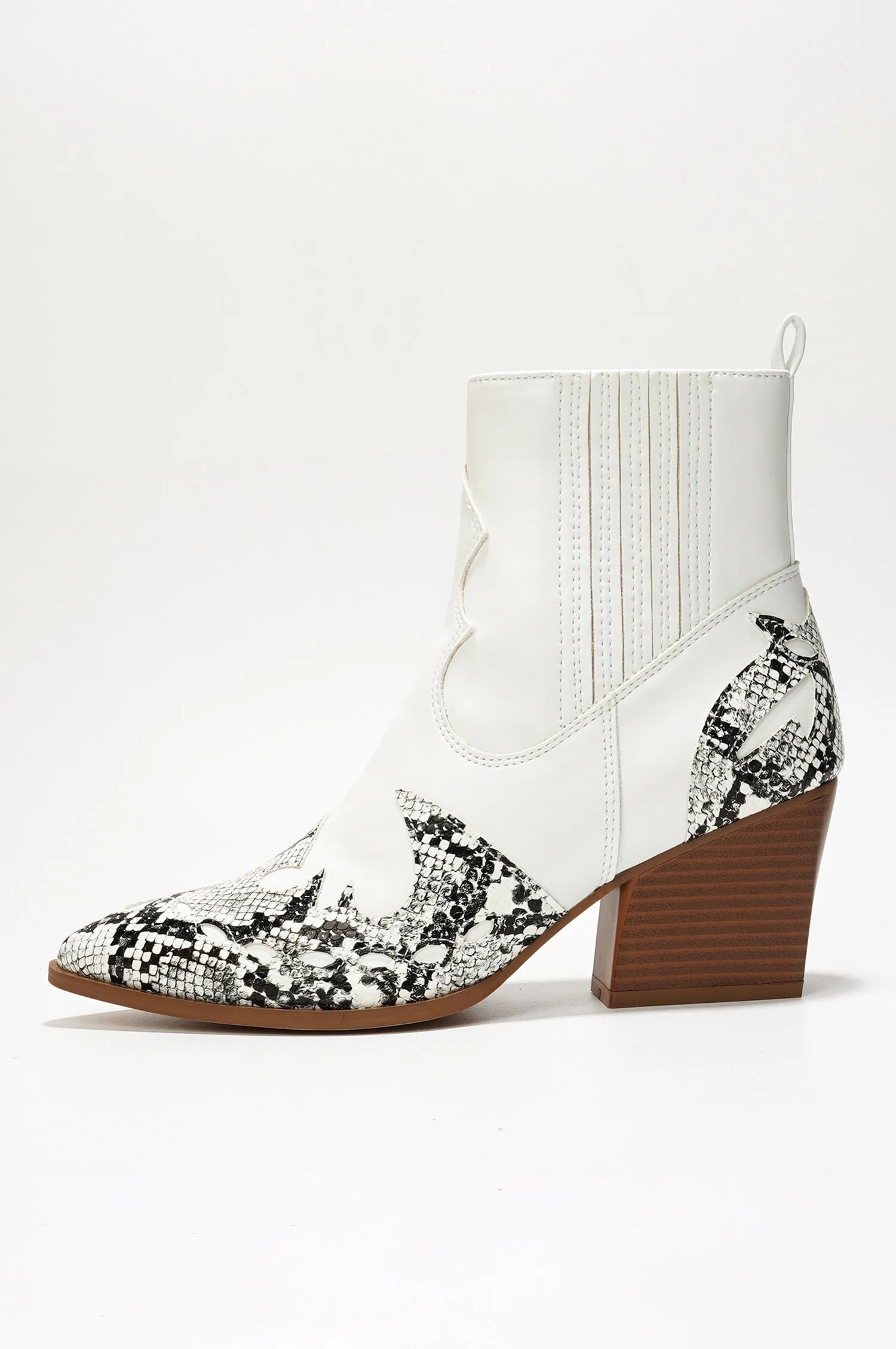 Janesa Animal Print Western Ankle Boots - White sold by Cape Robbin product image thumbnail 3